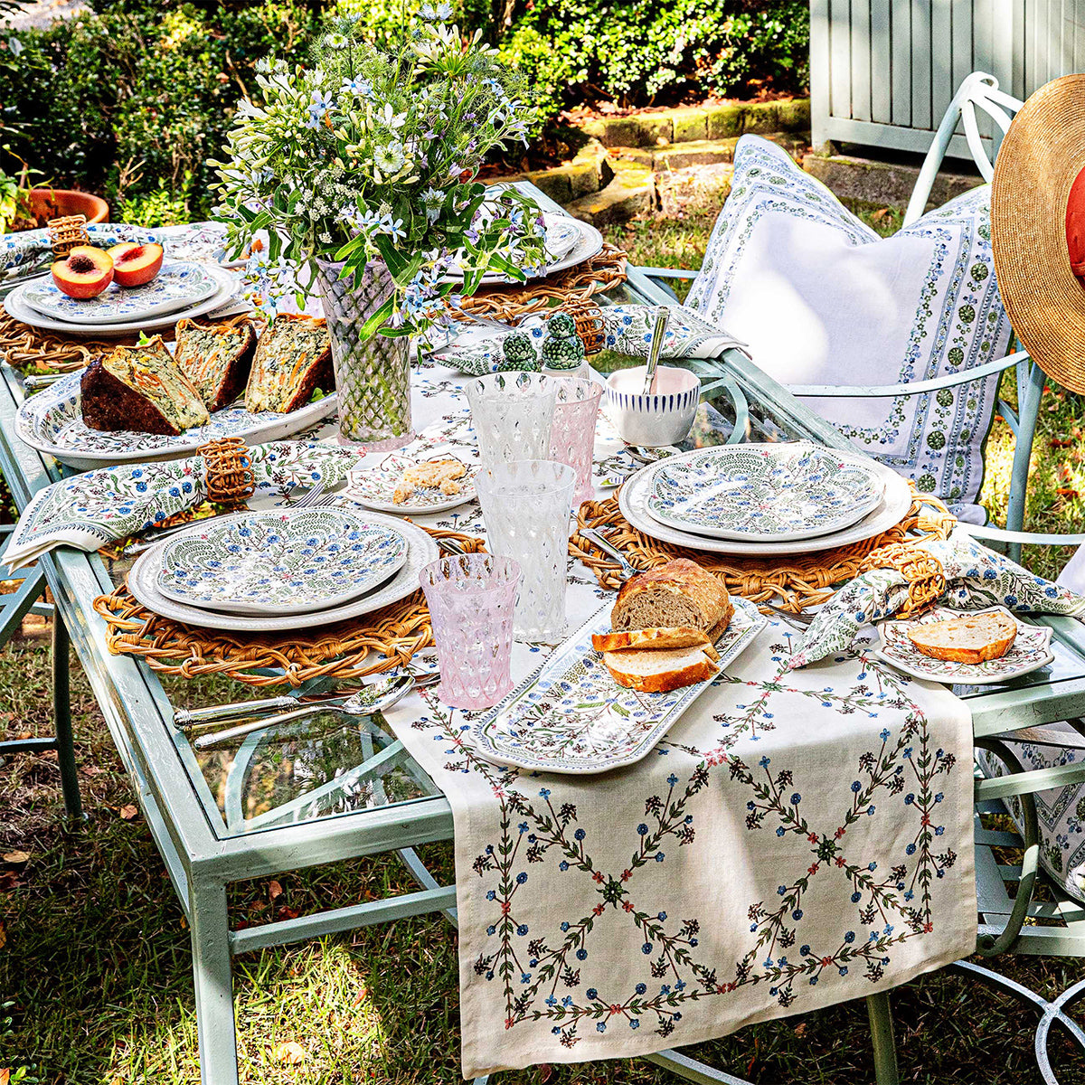 Villa Seville 18" x 90" Table Runner - Chambray
