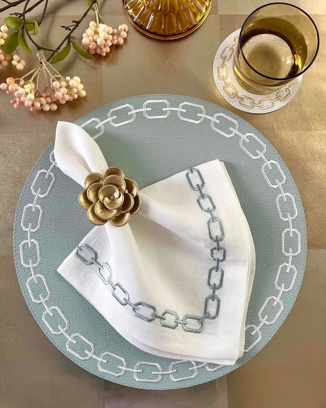 Chains 21" Napkin - Celadon