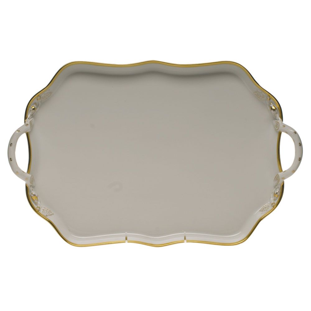 Golden Edge Rect Tray with Branch Handles