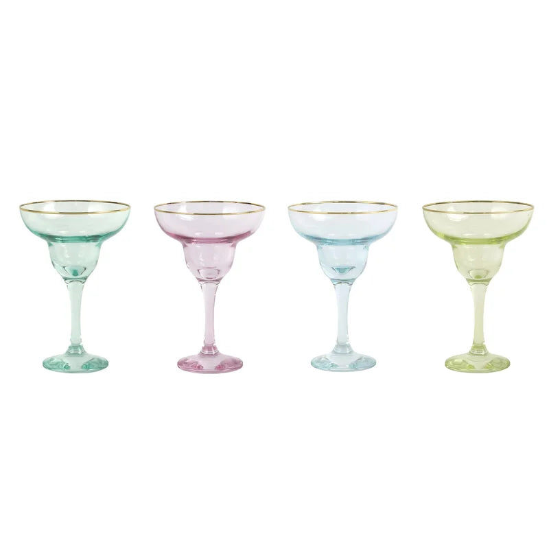 Rainbow Assorted Margarita Glasses - Set of 4