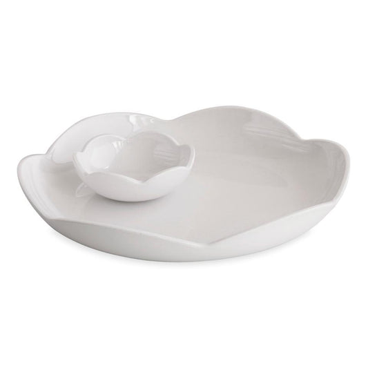VIDA Amelia Round Platter with Mini Dip Bowl (White)