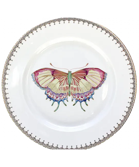 Butterfly Dessert Plate, Golden Teardrop Border