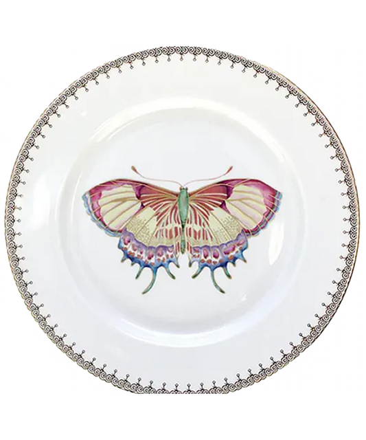 Butterfly Dessert Plate, Golden Teardrop Border