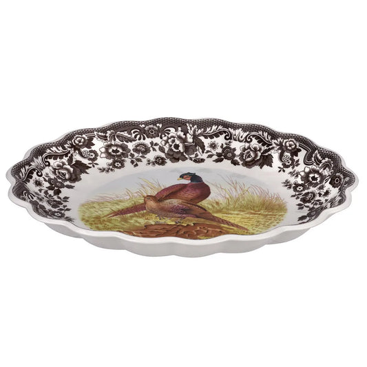 Oval Fluted Dish 14.5" Pheasant