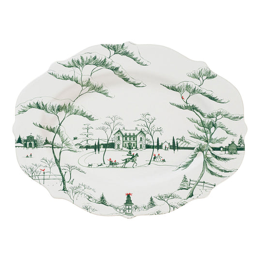 Country Estate Winter Frolic 18" Platter - Evergreen