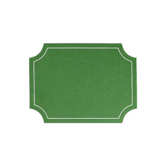 Tessuti Sage Green Rectangular Placemats with White Stitching - Set of 4