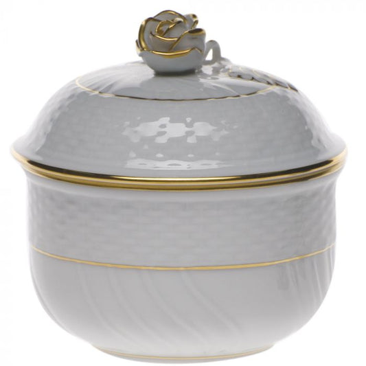 Golden Edge Covered Sugar w/ Rose (6oz)