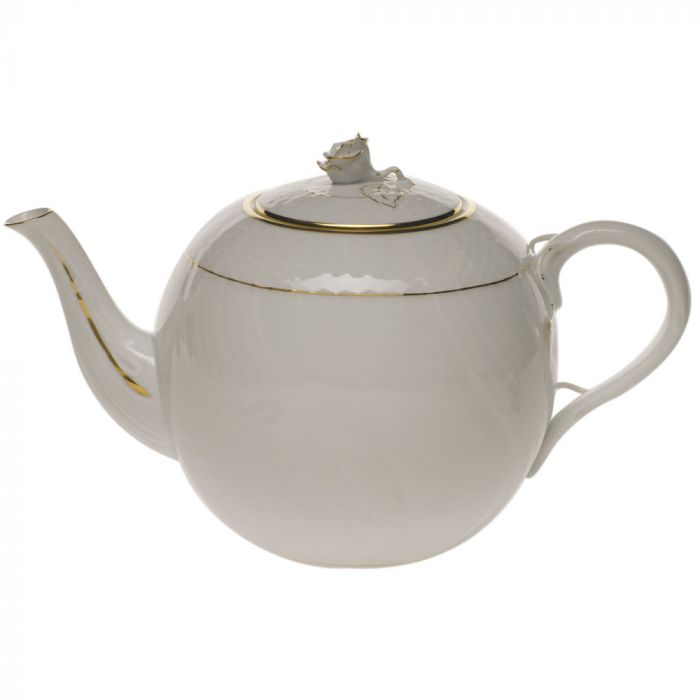 Golden Edge Tea Pot w/ Rose