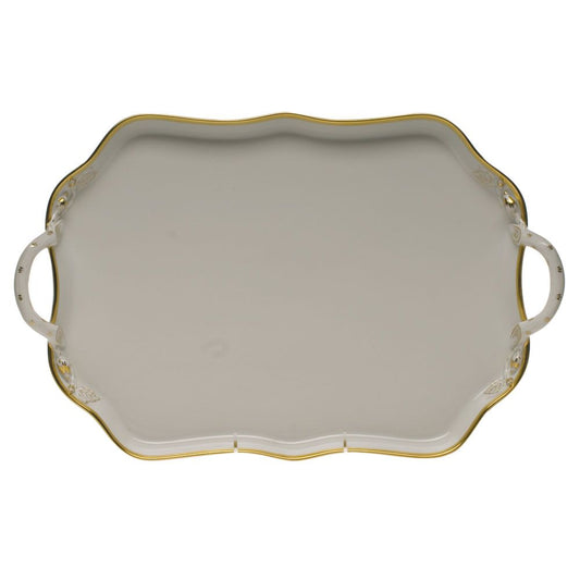 Golden Edge Rect Tray with Branch Handles