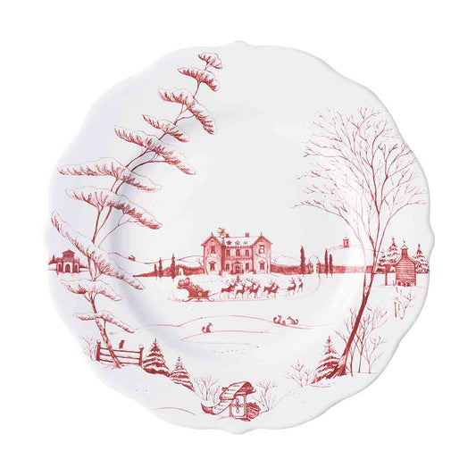 Country Estate Winter Frolic  Ruby Dinner Plate Christmas Eve